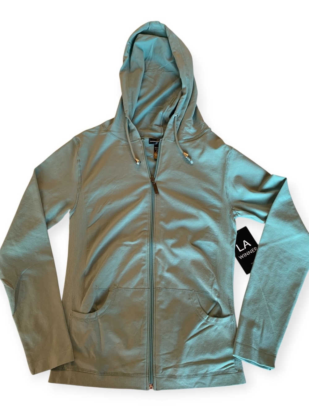 LA Made Sage Green Zip-Up Hooded Bomber Jacket